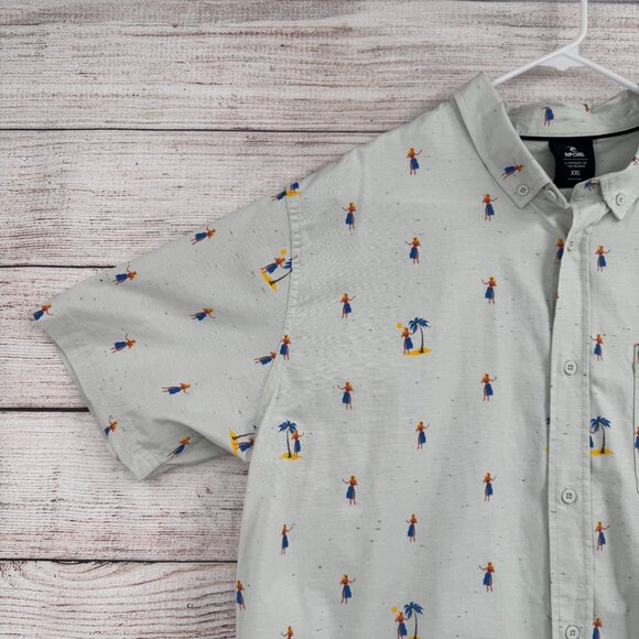 Rip Curl Hula Girl Breach Button Down Shirt Men's Size XXL Mint/Light Green NEW - Picture 3 of 12